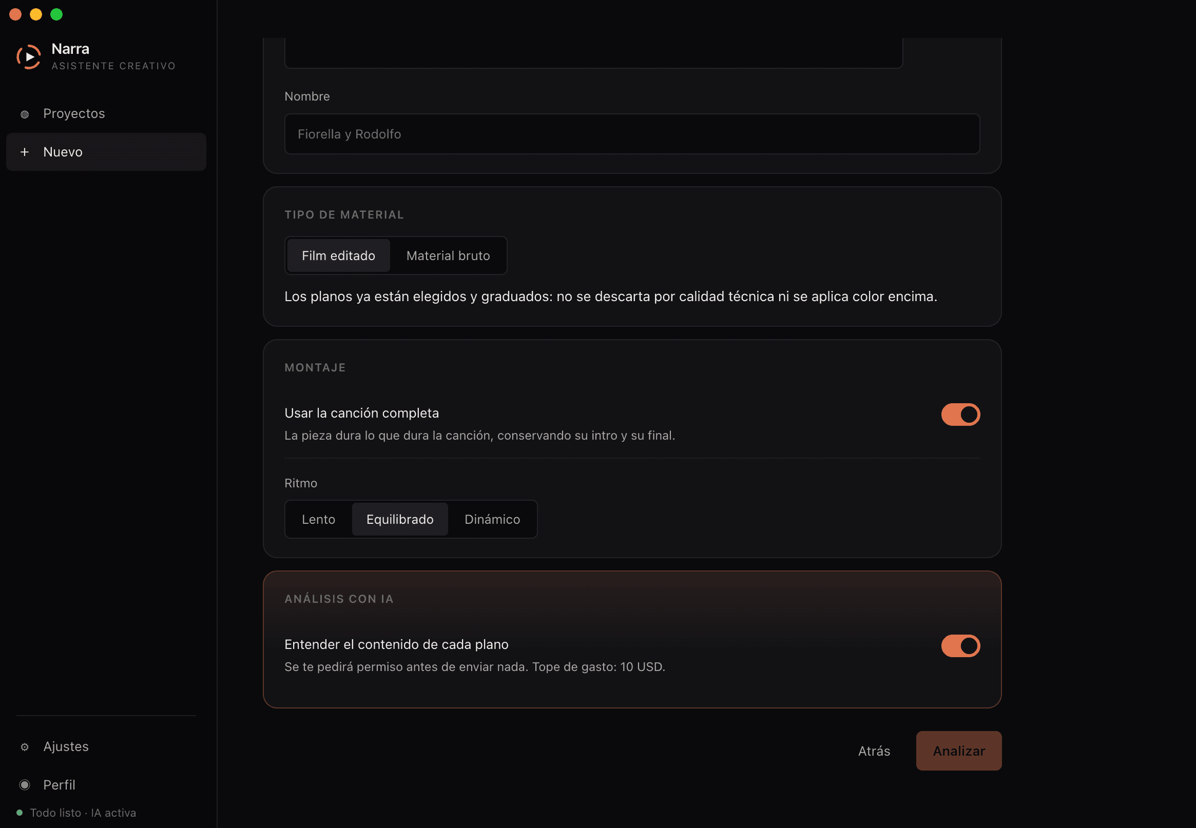 Narra video review screen screenshot.